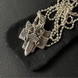 Chrome Hearts Silver Three Trinket Pendant + Bead Chain 25.5g